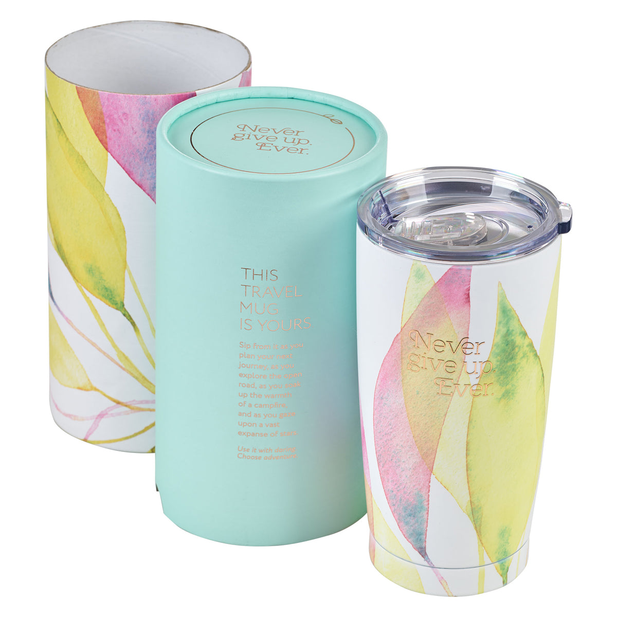Never Give Up Ever Citrus Leaves Stainless Steel Mug