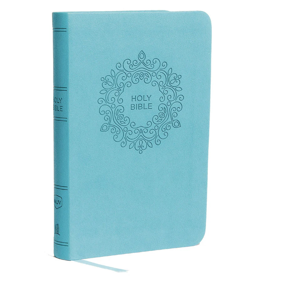 NKJV Blue Faux Leather Value Thinline Compact Bible Red Letter Comfort Print