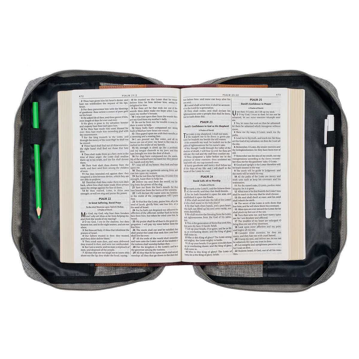 Bible Bag - Strong & Courageous Joshua 1:9 Gray (Poly-Canvas Bible Bag)