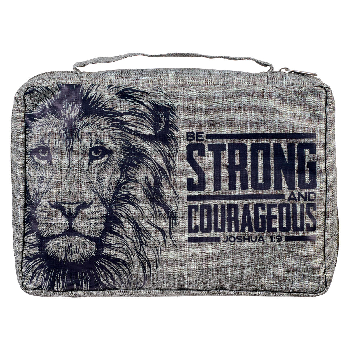 Bible Bag - Strong & Courageous Joshua 1:9 Gray (Poly-Canvas Bible Bag)