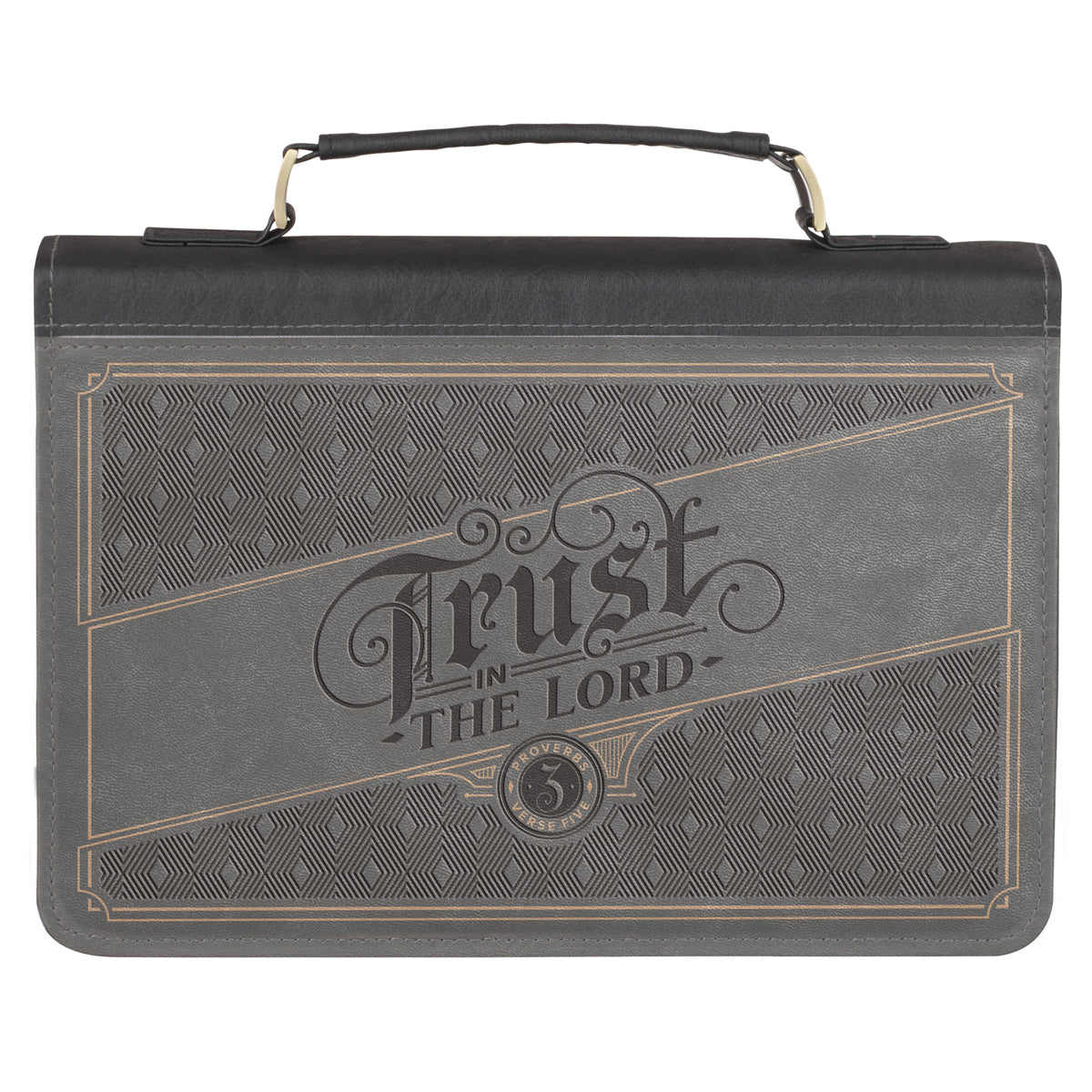 Trust in the Lord Grey and Black Faux Leather Bible Bag - Large