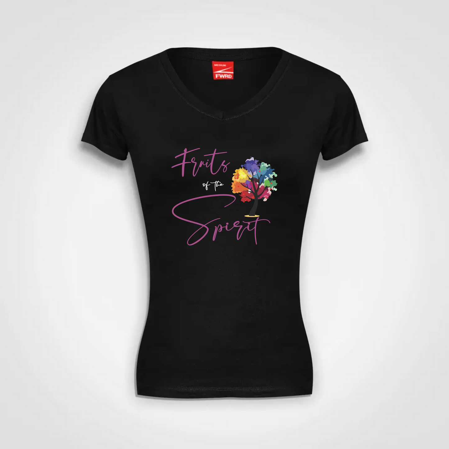 Ladies V Neck T Shirt (B)- Fruits of the Spirit