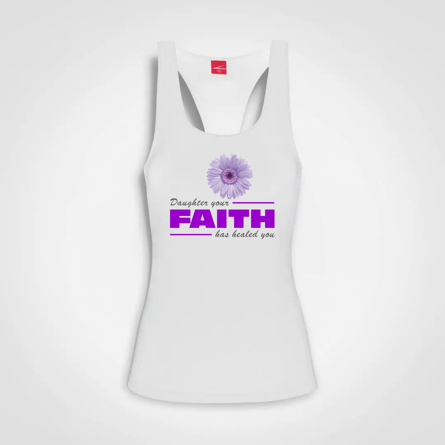 Daughter Your Faith Has Healed You - Ladies Sport Top White