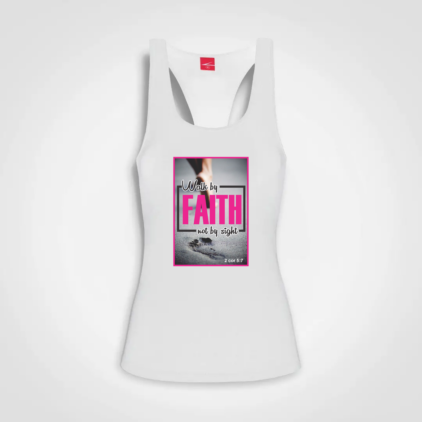 Walk by Faith - Ladies Sport Top White