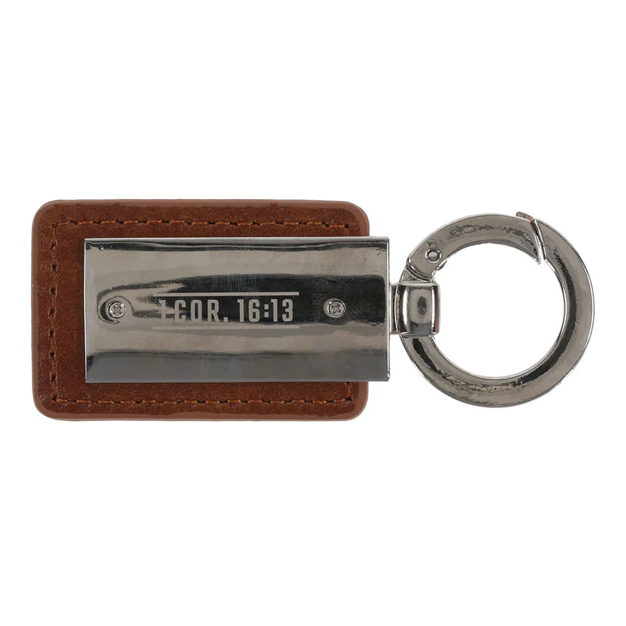 Stand Firm in the Faith Faux Leather Keychain