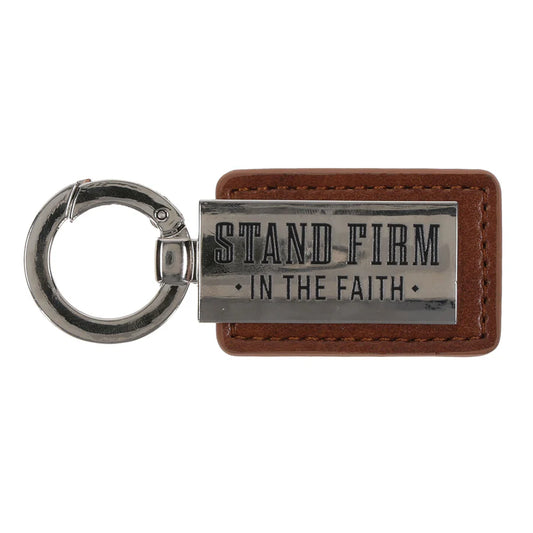 Stand Firm in the Faith Faux Leather Keychain