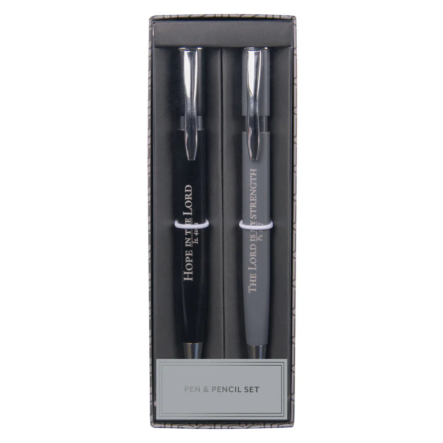 Hope in the Lord & The Lord Is My Strength Black Pen and Grey Pencil Set