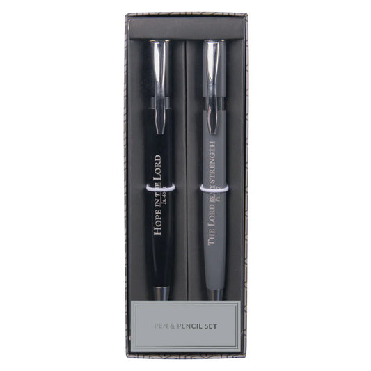 Hope in the Lord & The Lord Is My Strength Black Pen and Grey Pencil Set