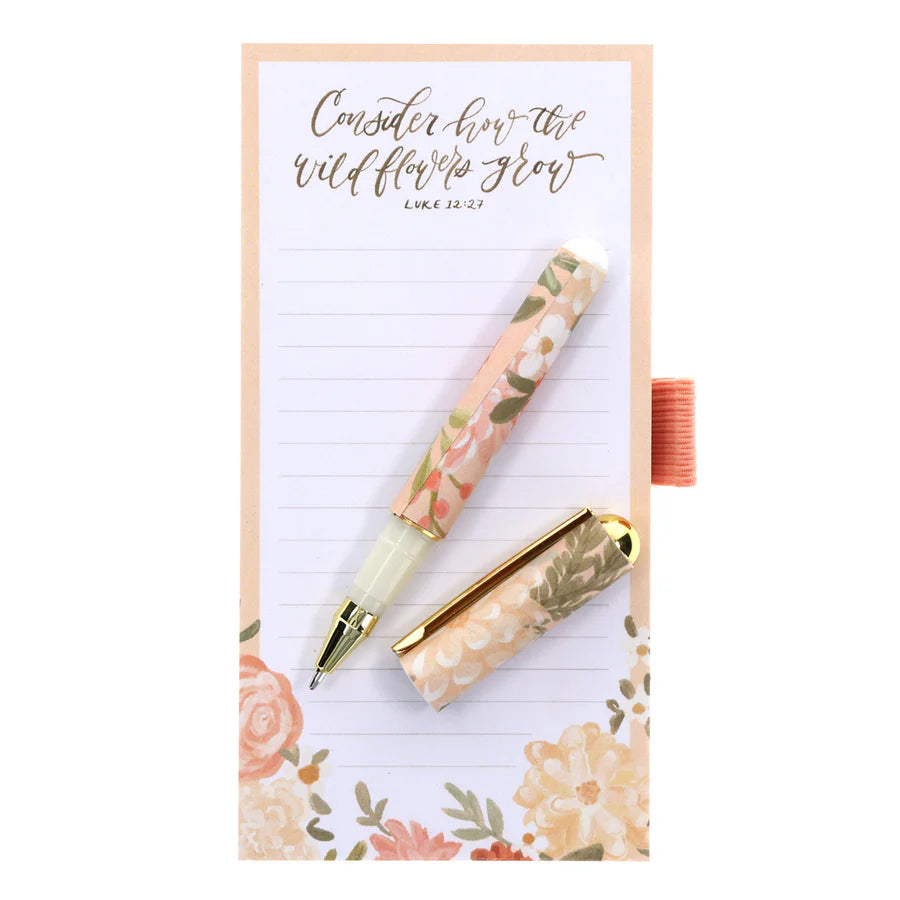 Consider How the Wildflowers Grow Magnetic Notepad with Pen