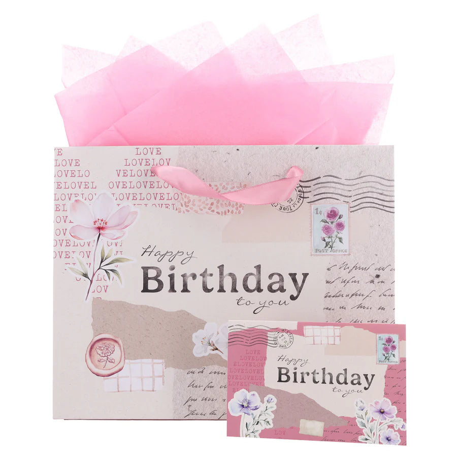 Happy Birthday to You Large Landscape Gift Bag with Card