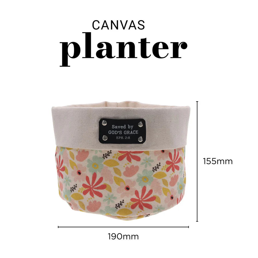 Saved by God's Grace Canvas Planter Cover