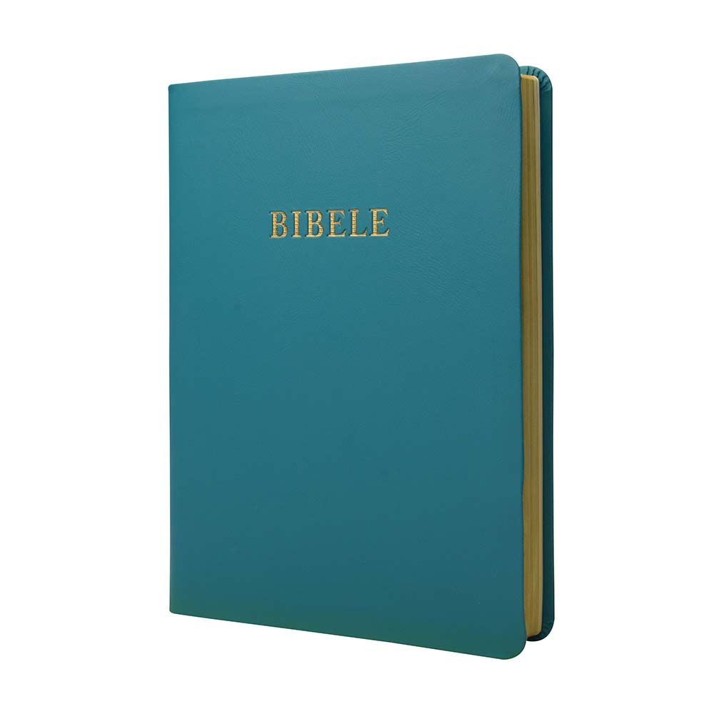 SESOTHO 1909 SO complete Bible, medium size, teal vinyl softcover, gilt-edged, ribbon marker