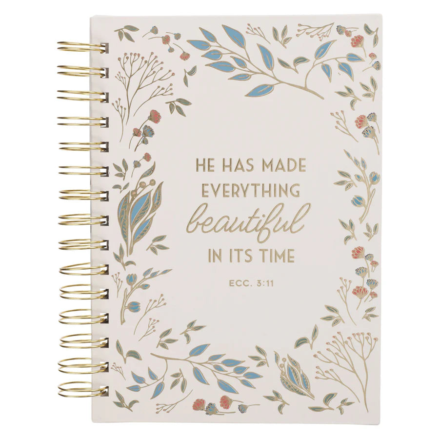 He Has Made Everything Beautiful in Its Time Ivory Floral Hardcover Wirebound Journal