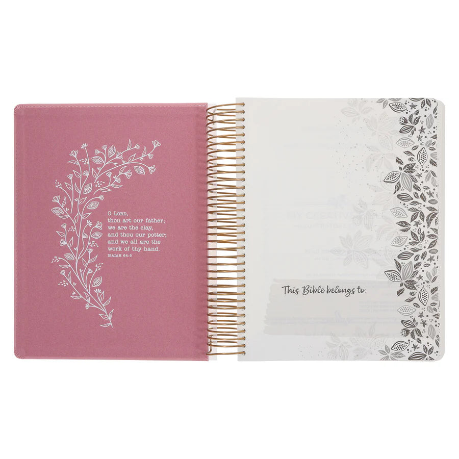 KJV Pink Spiral-Bound Hardcover Faux Leather My Creative Bible Illustrators Edition