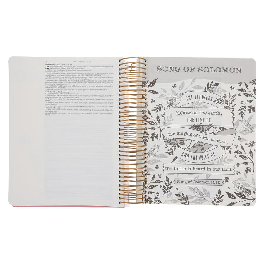 KJV Pink Spiral-Bound Hardcover Faux Leather My Creative Bible Illustrators Edition