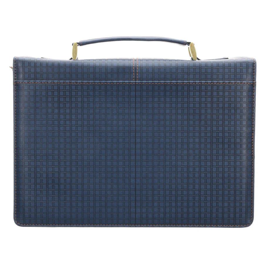 I Know the Plans Grid Navy Faux Leather Bible Bag