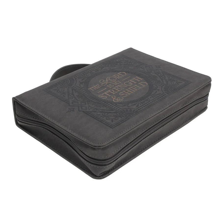 The Lord Is My Strength and Shield Faux Leather Bible Bag