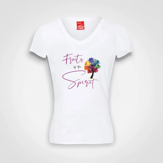 Ladies V Neck T Shirt (W)- Fruits of the Spirit