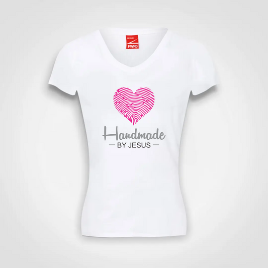 Ladies V Neck T Shirt (W)- Handmade by Jesus