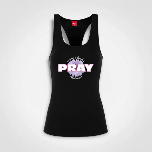 Pray on it, over it, through it - Ladies Sports Top Black