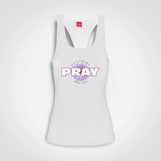 Pray on it, over it, through it - Ladies Sports Top White