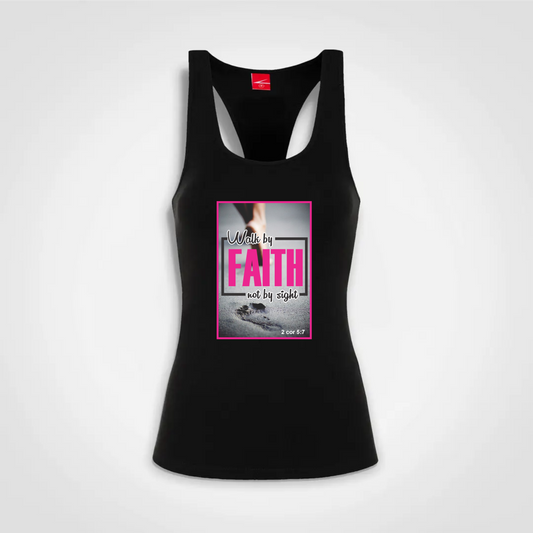 Walk by Faith - Ladies Sport Top Black