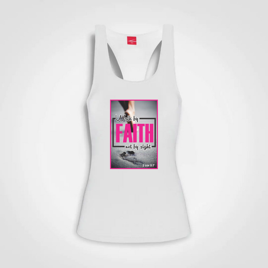 Walk by Faith - Ladies Sport Top White